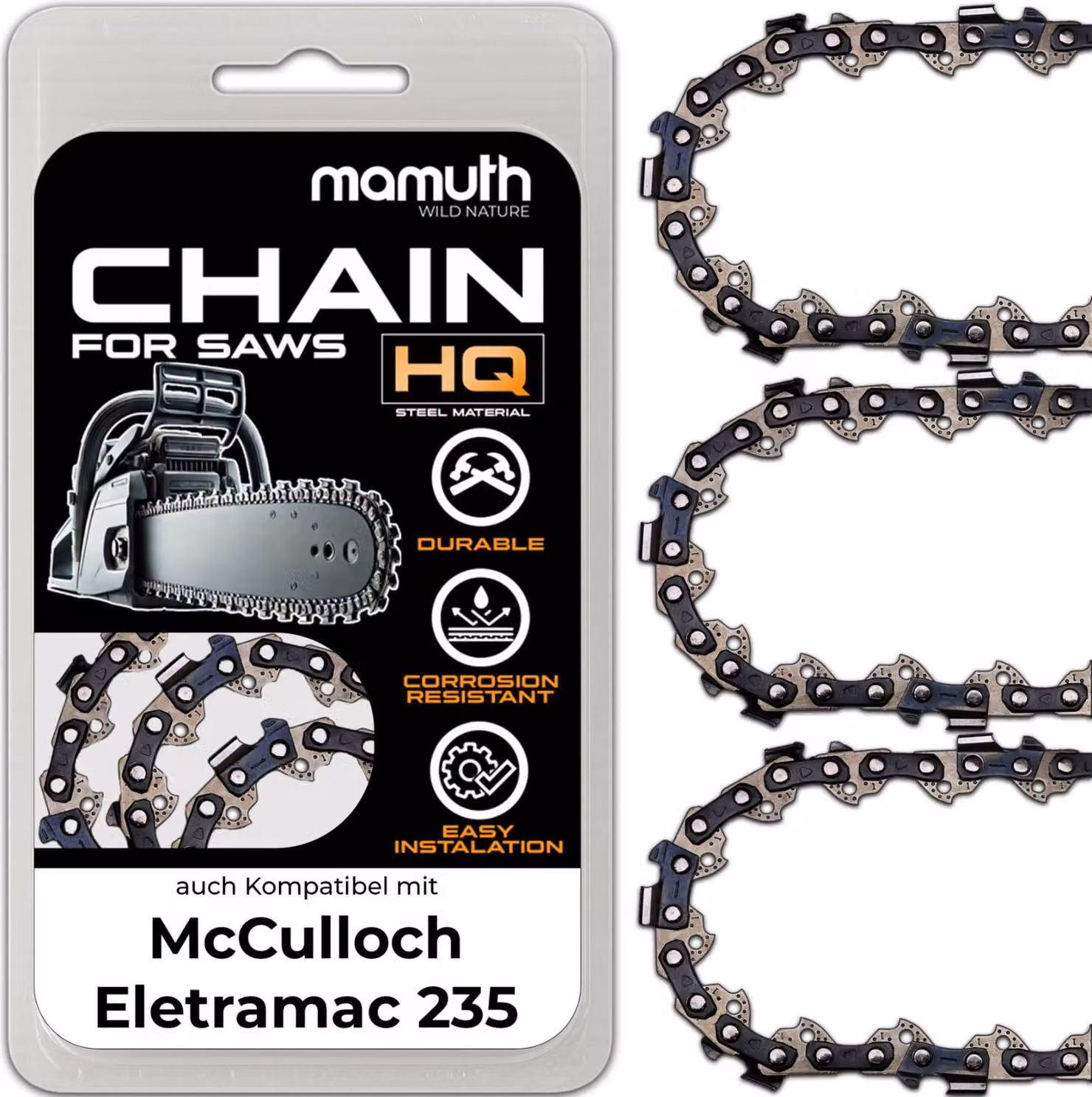3 catene per motosega 30 cm 1,3 mm 3/8" 45 TG per McCulloch Eletramac 235
