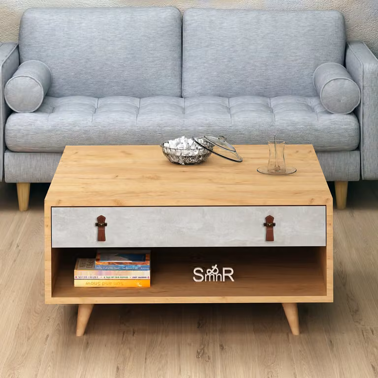 Skye Decor, Brida, tavolino, rovere, 100% pannelli truciolari rivestiti in melamina, 80 x 80 x 40 cm