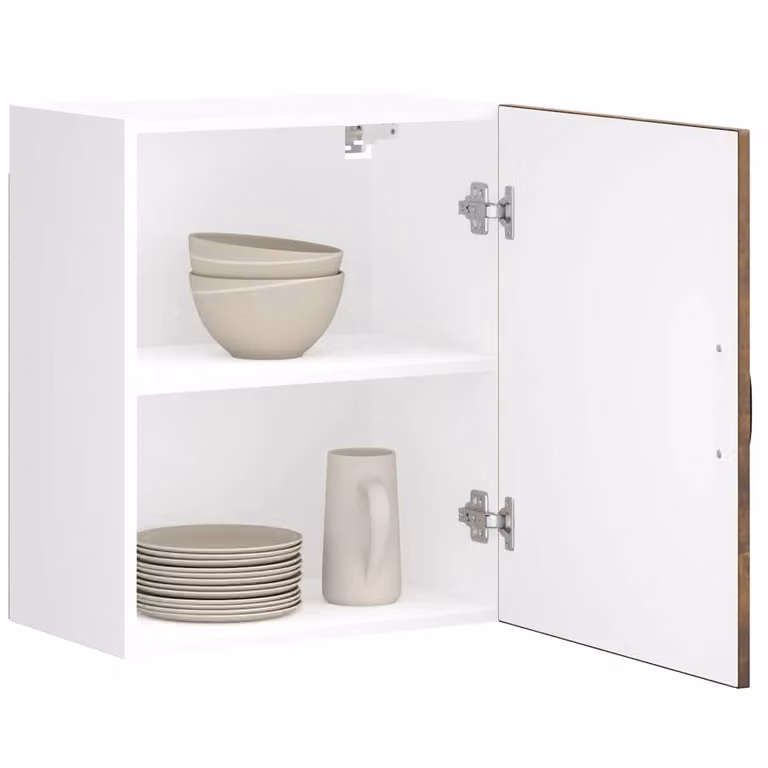 Set di 2 pensili da cucina vidaXL moderni in legno con ante a battente, finitura rovere e bianco, L/P/H: 60 x 31 x 50 cm