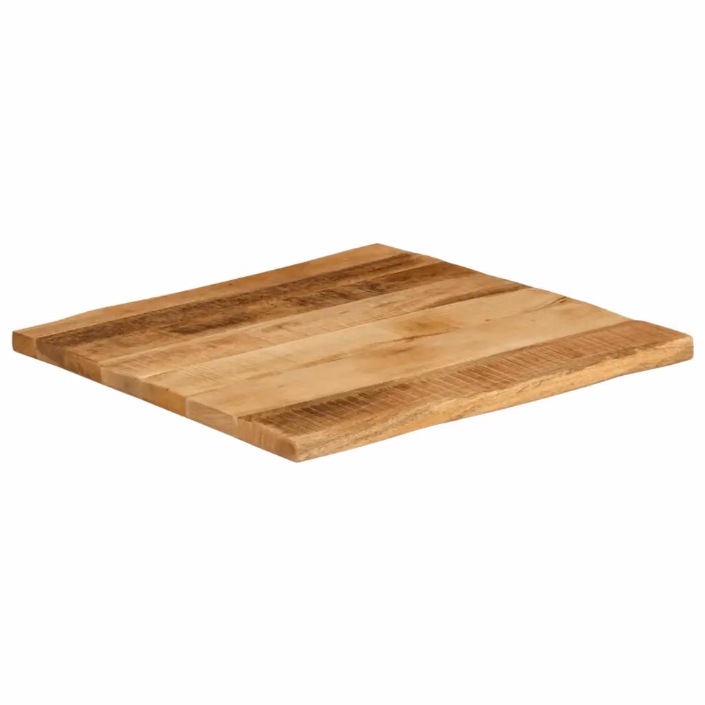 Piano per tavolo o scrivania in legno massello di mango grezzo con bordi vivi, marrone, L 80 cm x P 80 cm x H 3,8 cm – 2