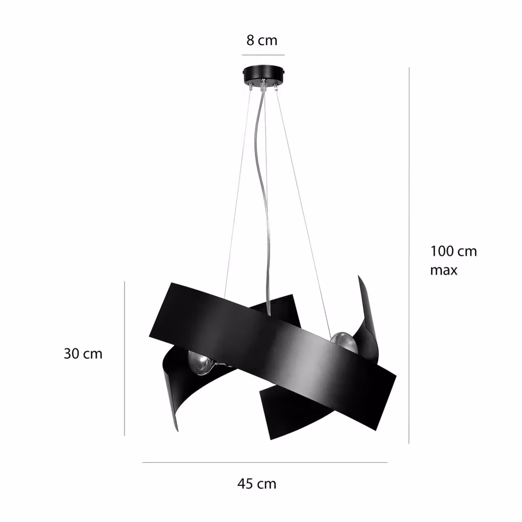 Lampada a sospensione moderna Luceart-Classic Wugu in fasce di acciaio nero e cromo – 2