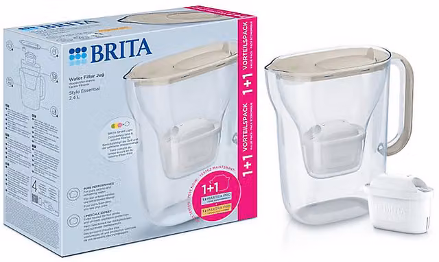 Set caraffa filtrante Brita Style Essential beige con 2 filtri