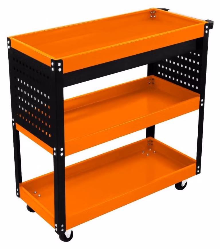Carrello utensili a 3 cassetti - Cassetto con serratura - Capacità di carico: 150 kg - Acciaio legato - Colore: arancione