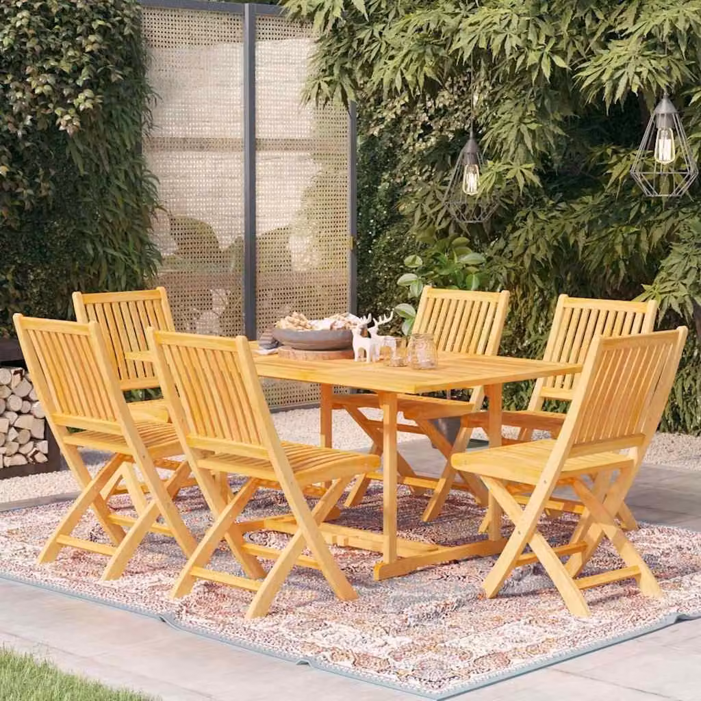 Set da pranzo da giardino vidaXL in legno massello di teak marrone 7 pz – 1