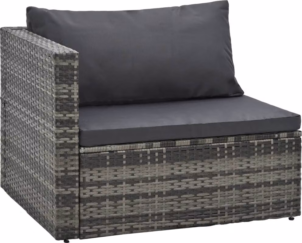 Set Divani da Giardino 5 pz con Cuscini in Polyrattan Grigio