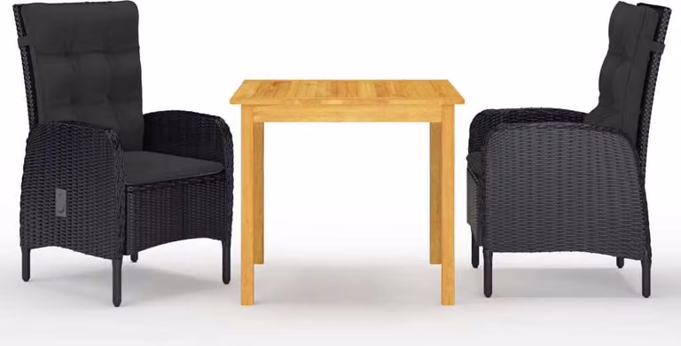 Maison Exclusive - Set da pranzo da giardino 3 pezzi nero
