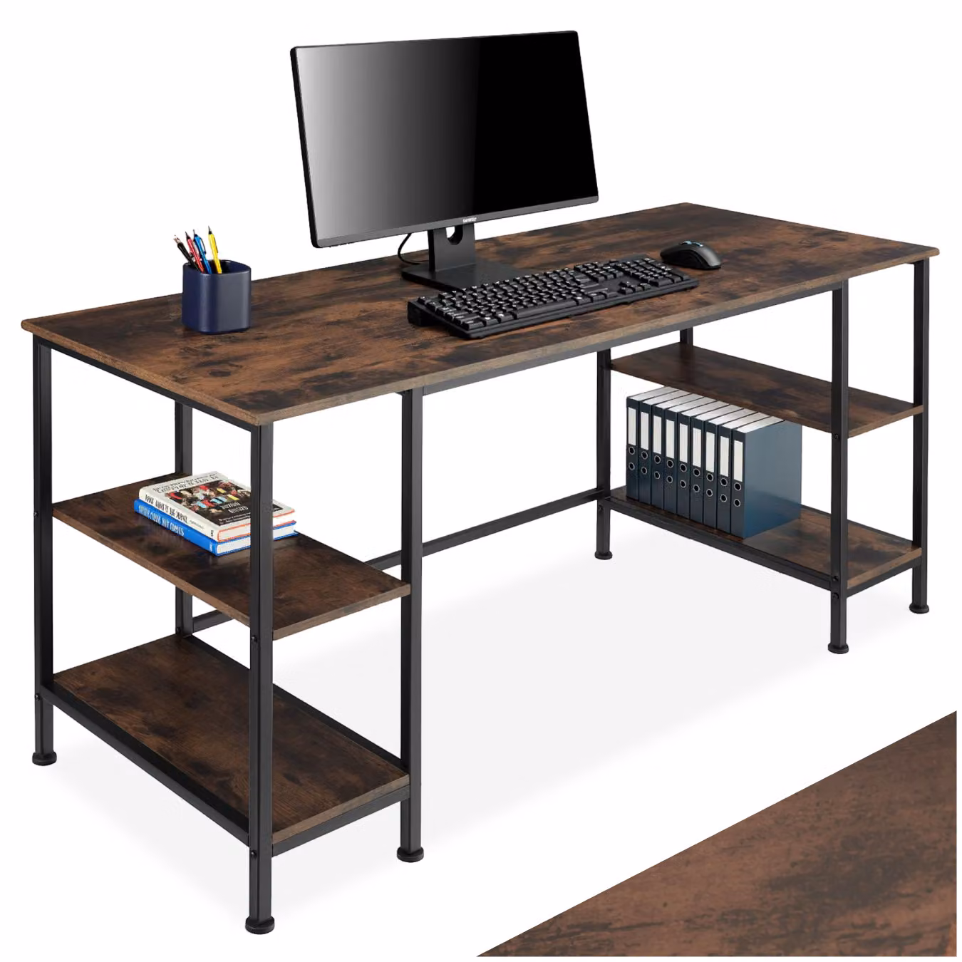 Scrivania da computer TecTake in stile industriale marrone L: 137 cm, P: 55 cm, H: 75 cm – 1