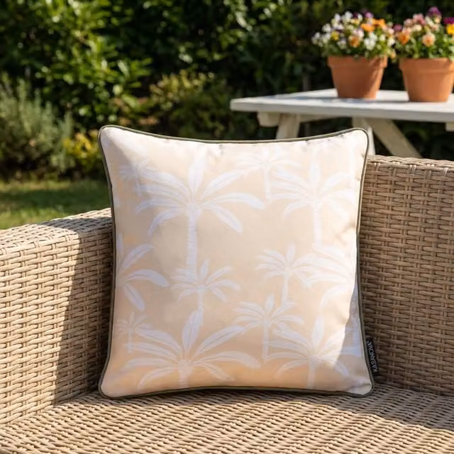 Cuscino arredo quadrato KASANOVA con motivo floreale beige, idrorepellente e lavabile, L 50 cm x P 50 cm