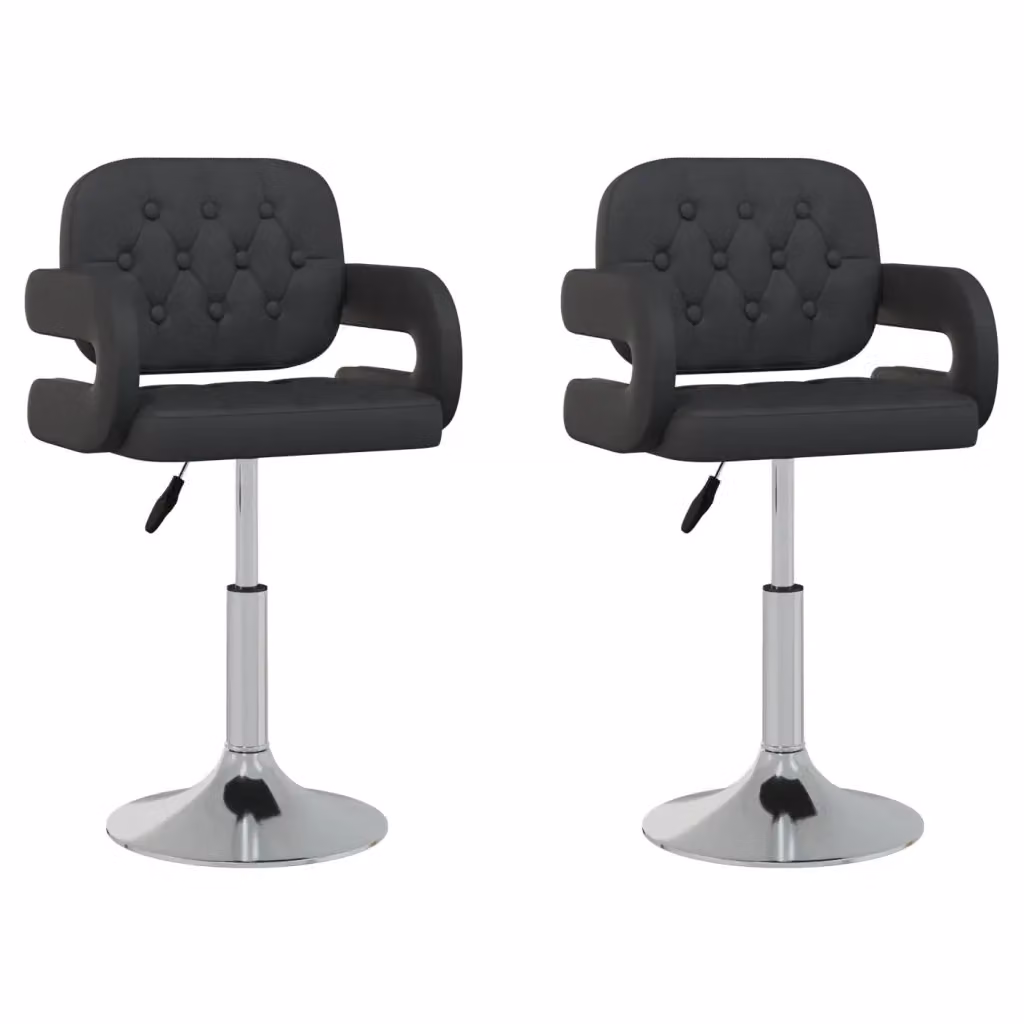 Set di 2 sedie da pranzo girevoli vidaXL in similpelle nera con braccioli e design moderno – 2