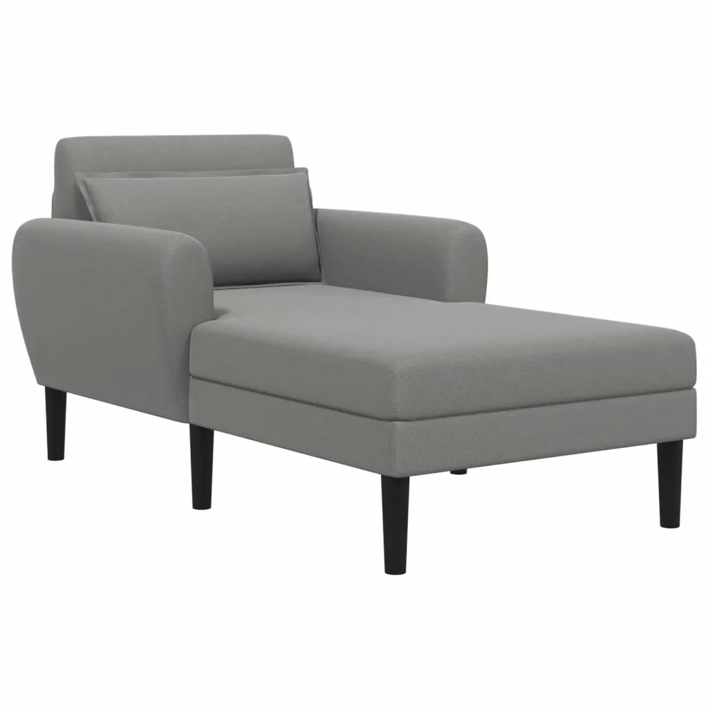 Chaise longue moderna vidaXL in velluto grigio con cuscini inclusi – 2