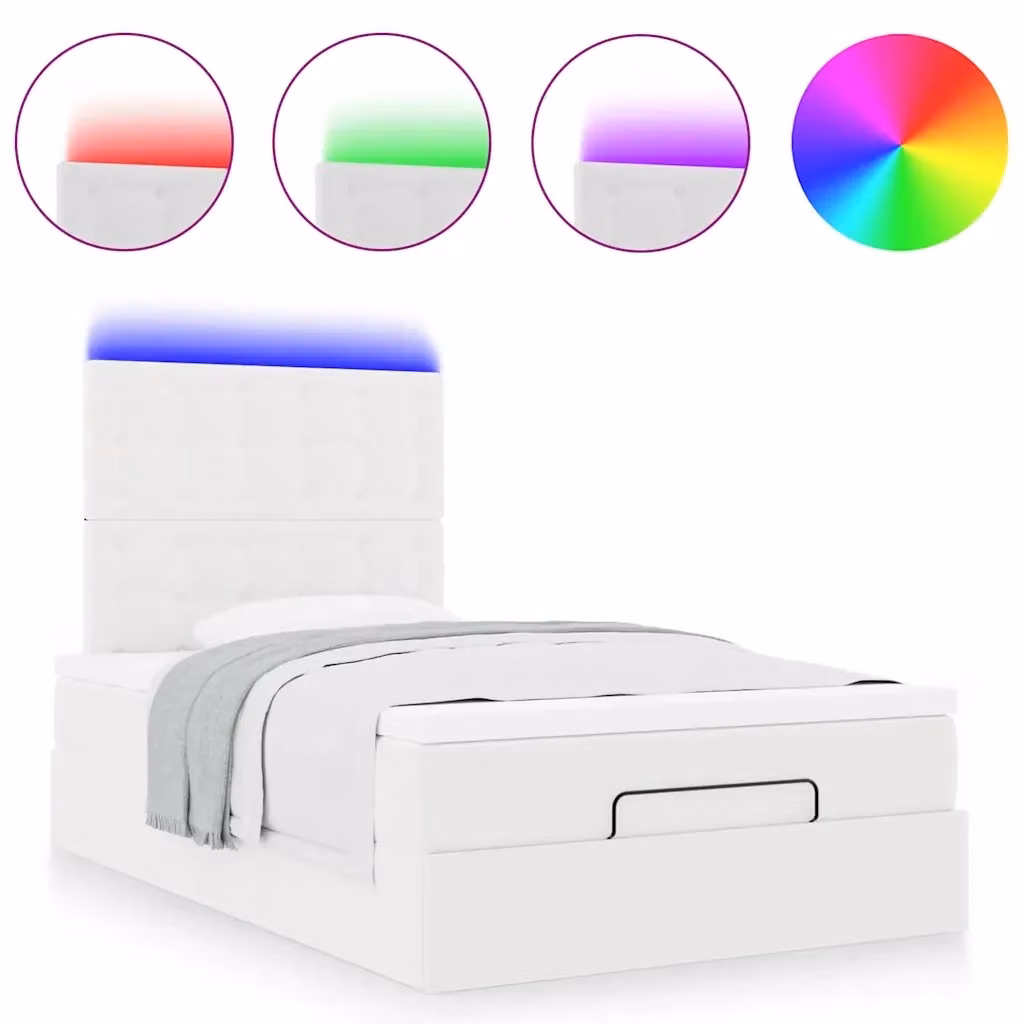 Letto con contenitore a sollevamento e materasso vidaXL in similpelle bianco L: 120 cm, P: 200 cm, H: 193 cm – 2