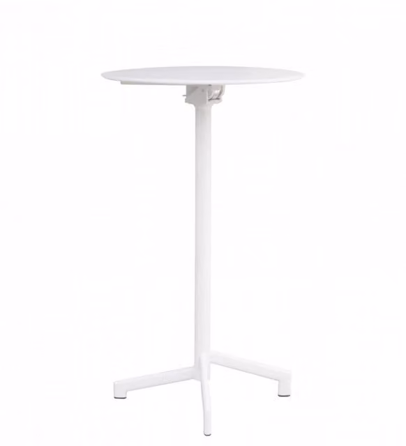 Tavolo alto rotondo Vega Cosma in acciaio bianco opaco per esterno, Diametro: 60 cm, Altezza: 102 cm
