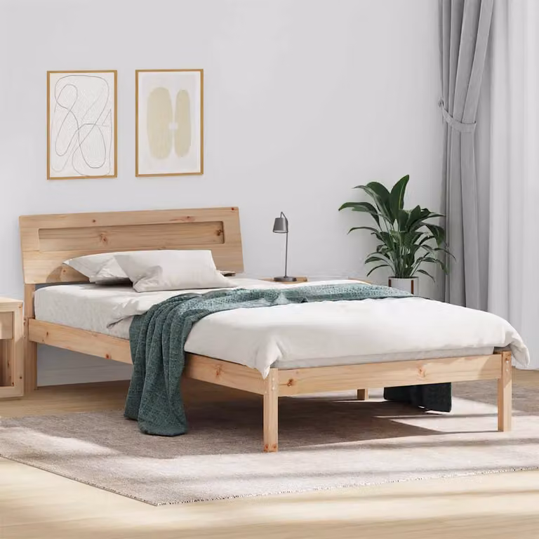 Struttura del letto moderna vidaXL in pino massello marrone 90 x 190 cm