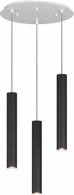 Lampadario a sospensione Xeana in metallo bianco e nero con 3 luci GU10, design industriale e minimalista, forma tonda, Diametro: 40 cm