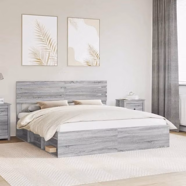 Struttura del letto Grigio Sonoma 200 x 200 cm Pino massello 3411380