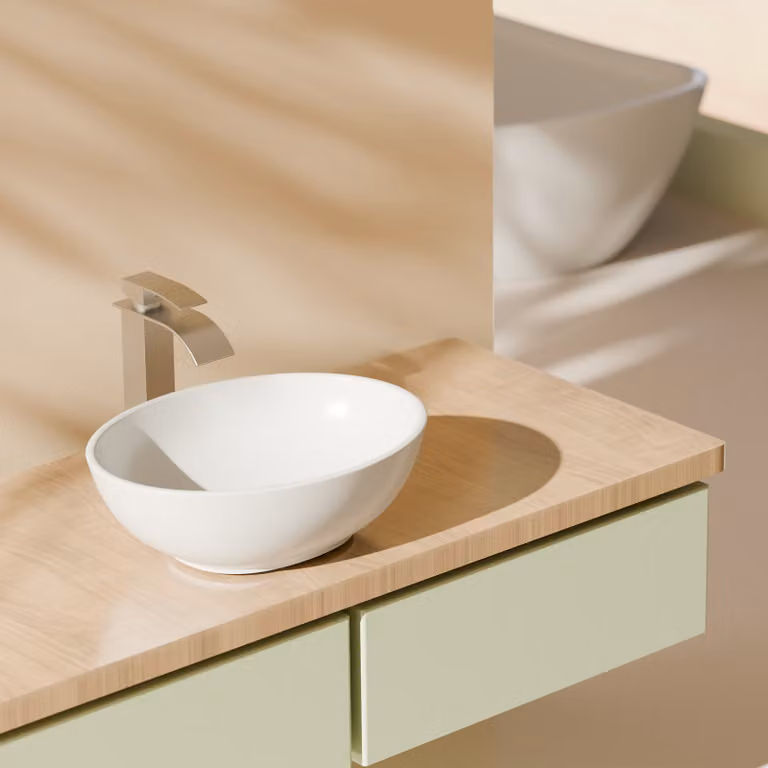 Lavabo ovale EMKE, in Vetroceramica, dimensioni 35 x 27 x 11 cm, finitura bianca lucida