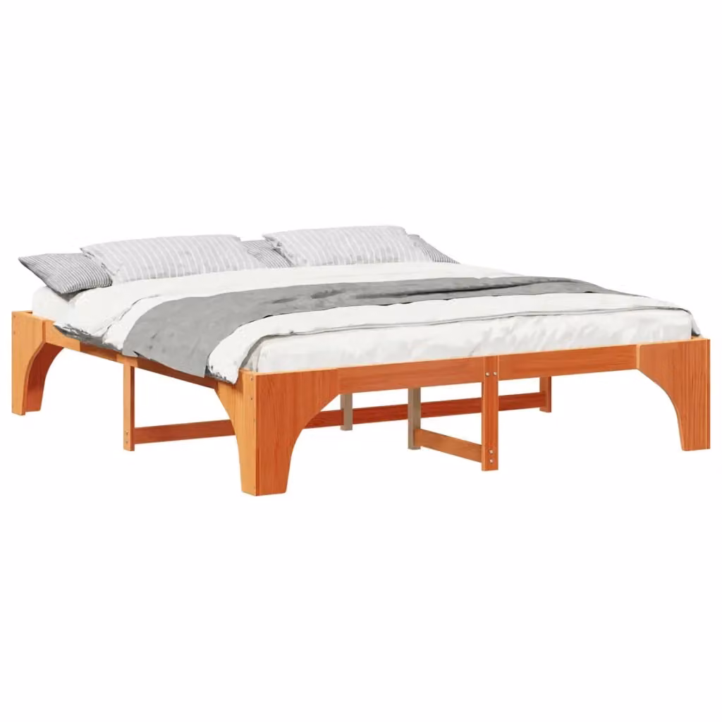 Struttura letto moderna vidaXL in pino massello marrone L: 180 cm, P: 200 cm, H: 207 cm – 2