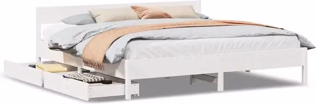 Letto matrimoniale | Letto per adulti | Letto senza Materasso Bianco 180x200 cm Legno Massello di Pino