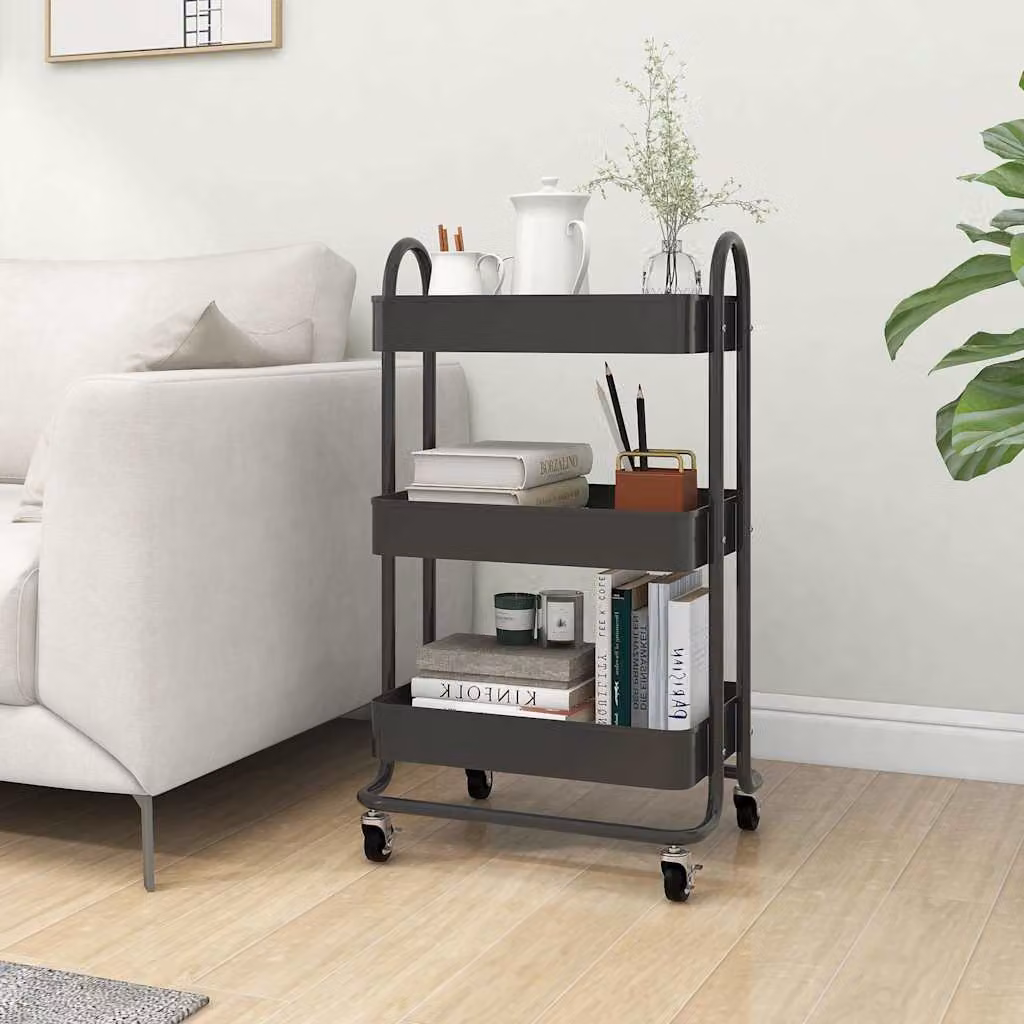 Carrello a 3 Livelli vidaXL in Acciaio Antracite L/P/H: 43 x 34 x 79 cm