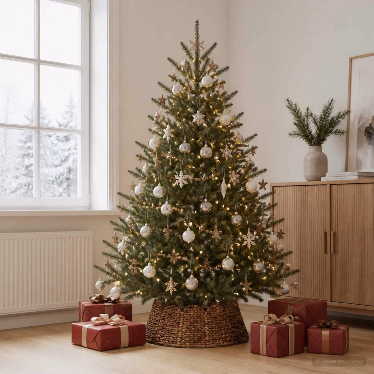 vidaXL Collare per Albero di Natale Rotondo Marrone Ø 75 x 25 cm