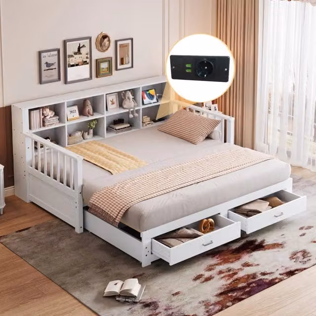 divano letto in legno bianco 117 x 196.2 cm
