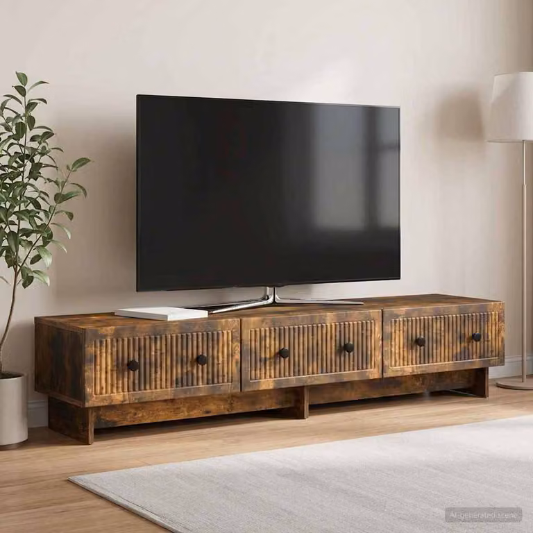 Mobile TV vidaXL in Rovere Fumo e Legno Ingegnerizzato, Colore Marrone, L 147 x P 34,5 x H 30 cm