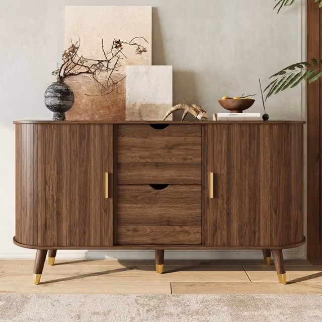 Consolle due ante scorrevoli due cassetti ¨C Minimal ¨C legno massello colore rovere 90x40x80cm