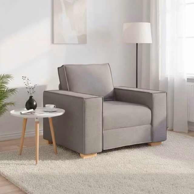 Poltrona Lounge moderna vidaXL in tessuto beige o grigio con braccioli L/P/H: 100 x 78 x 84 cm