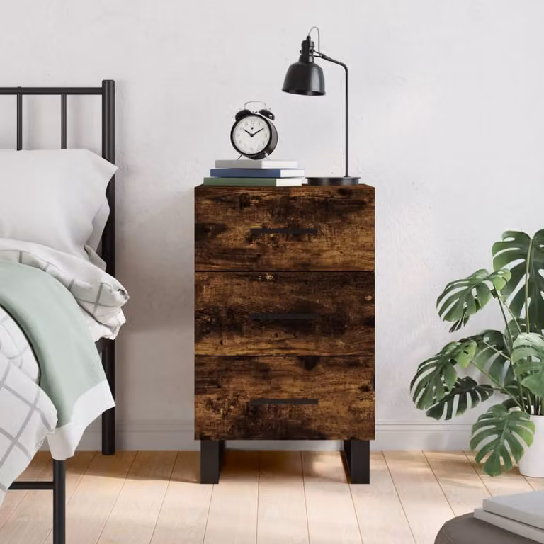 Comodino sospeso vidaXL in legno Rovere Fumo, L/P/H: 40 x 40 x 66 cm