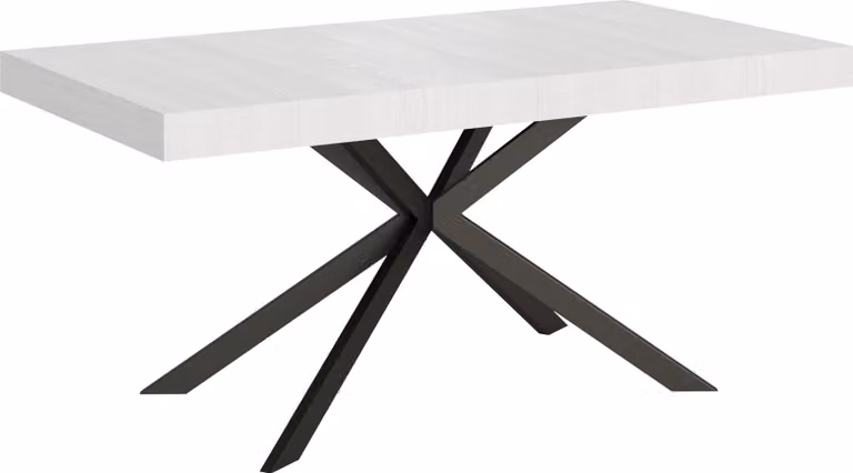 ITYHOME - Tavolo allungabile 160/244x80 cm Plaker bianco frassino gambe antracite