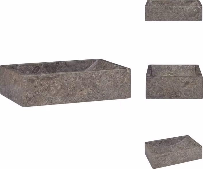 vidaXL Lavabo 45x30x12 cm in marmo grigio lucido - Lavabo da bagno