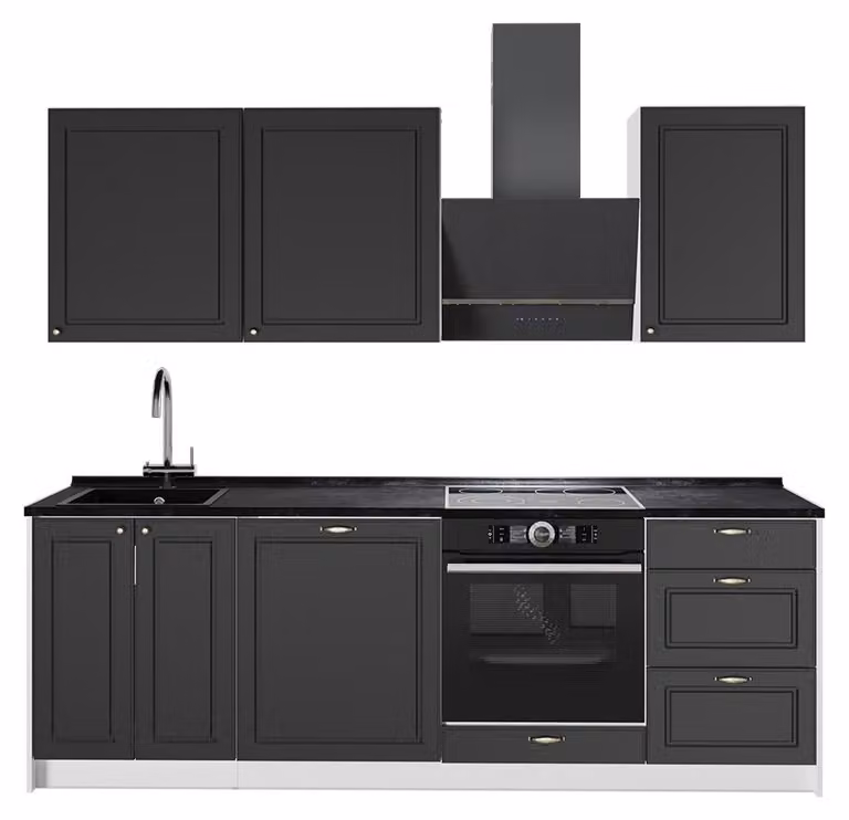 Cucina componibile Vicco Fame-Line Oro-antracite rustico/Bianco 230 cm senza piano di lavoro, Model 64008