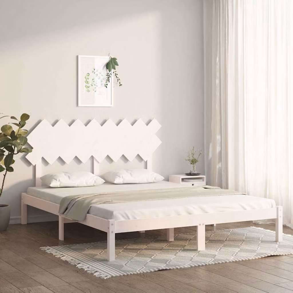 vidaXL Giroletto in Legno Massello di Pino Bianco L: 160 cm, P: 200 cm – 1
