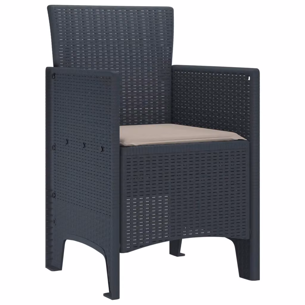 vidaXL Set di 4 Sedie da Giardino in Polipropilene Antracite con Braccioli L/P/H: 53 x 49 x 85 cm – 2