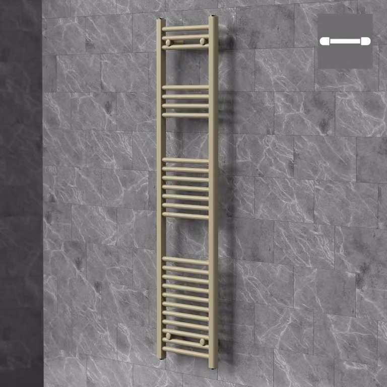 Asciugamani radiante LuxeBath Sahara, 400x1500 mm, beige, con attacco laterale, asciugamani radiante a pannello, porta asciugamani radiante per bagno