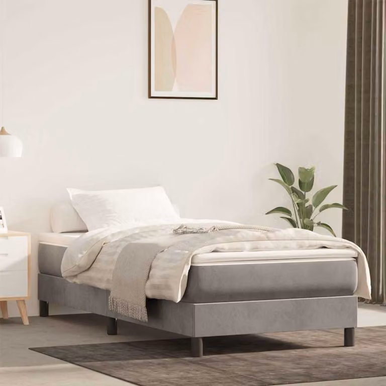 vidaXL Materasso Ibrido a Molle Insacchettate in Velluto Grigio e Bianco L: 90 cm, P: 220 cm, H: 20 cm