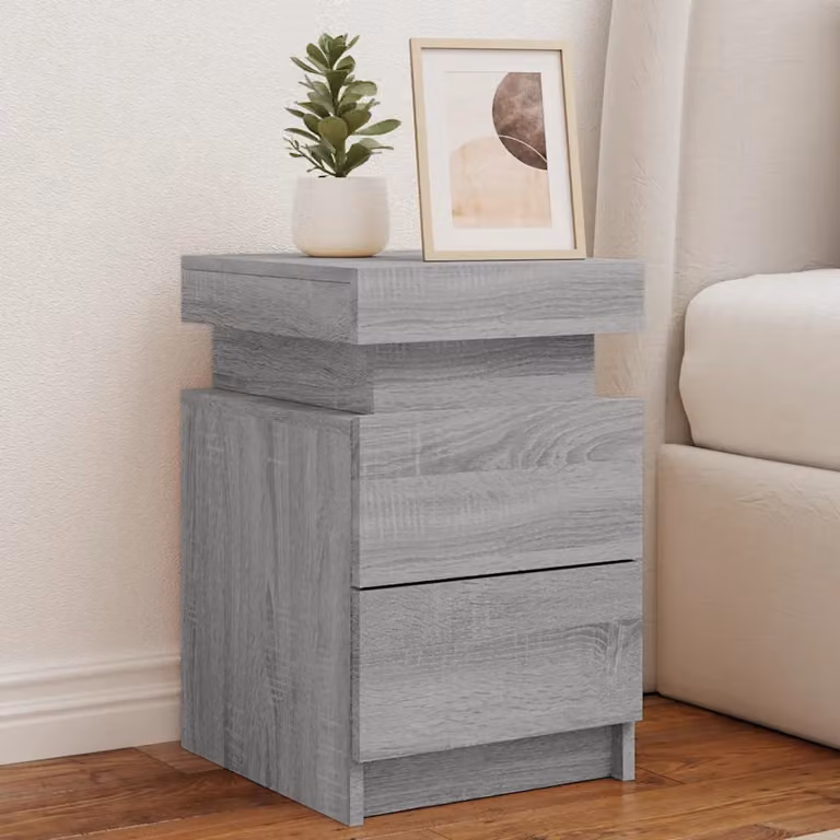 Comodino con Luci LED vidaXL Grigio, Design Moderno da Parete