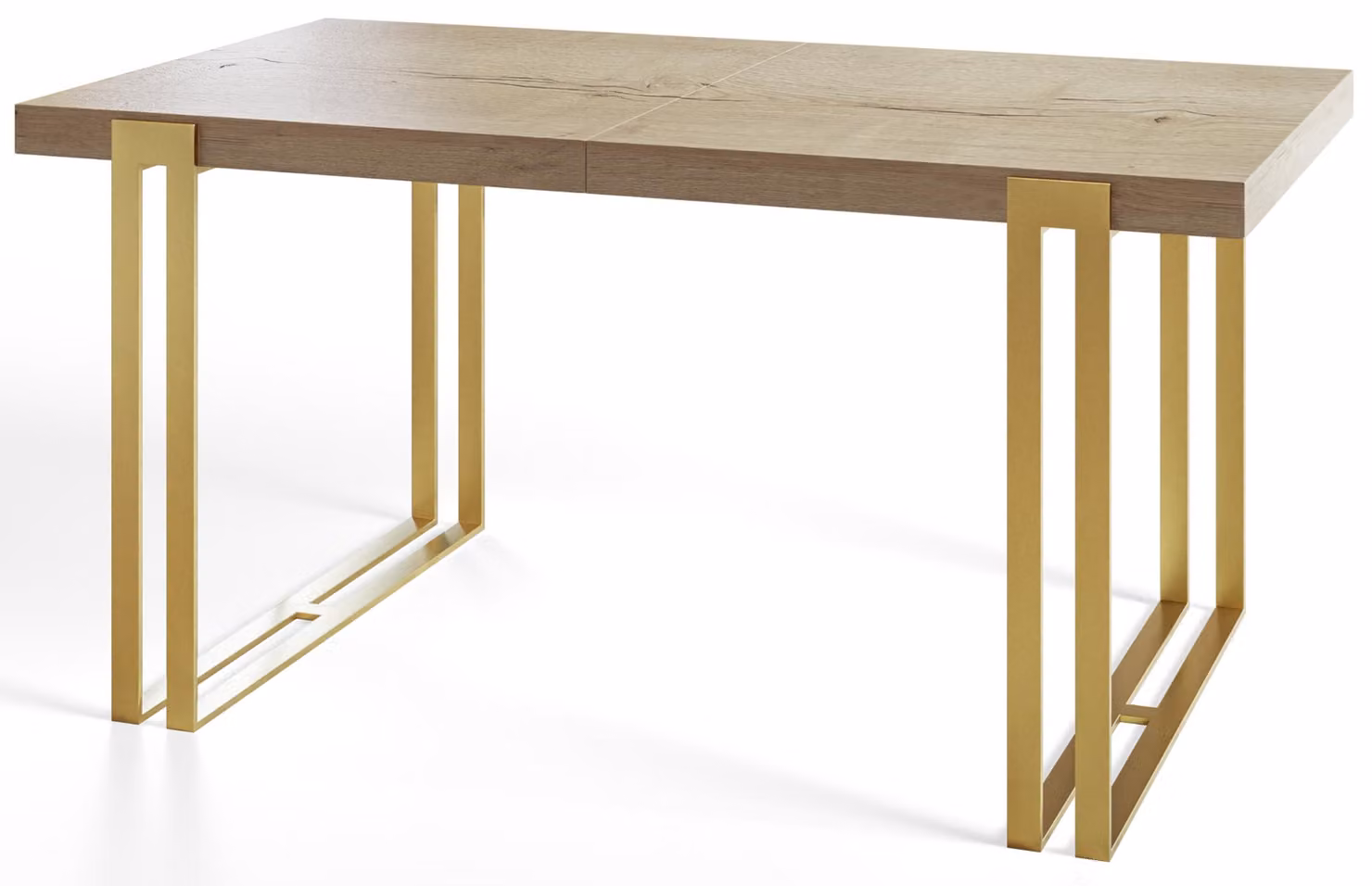 Tavolo da pranzo rettangolare rosa, tavolo da salotto moderno 160x90x77 cm, Halifax con gambe in metallo dorato