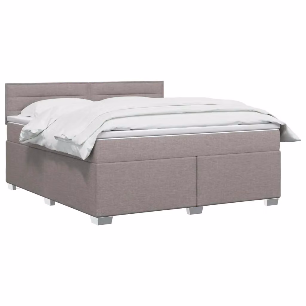 Letto box spring con materasso ibrido vidaXL in tessuto color tortora L/P: 180 x 200 cm – 2