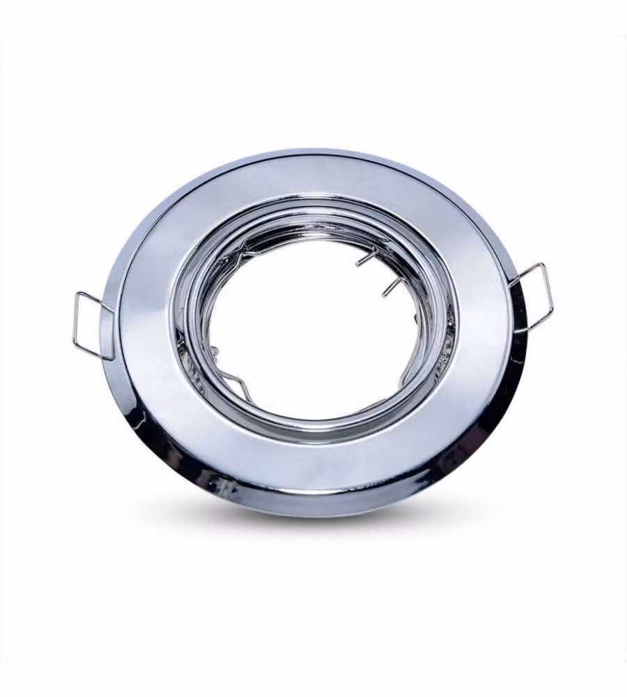 Portafaretto LED da Incasso Rotondo GU10 Colore Cromato (Box 2 Pezzi)