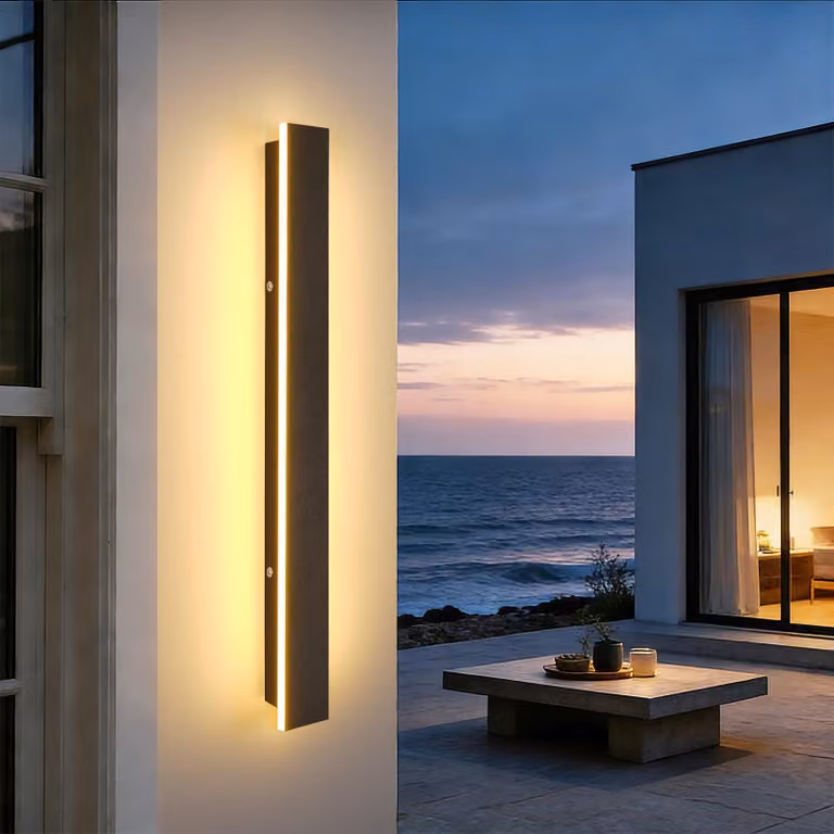 Lampada a parete LED, 60 cm, grado di protezione IP65, 20 W, 3000 K (bianco caldo), colore nero
