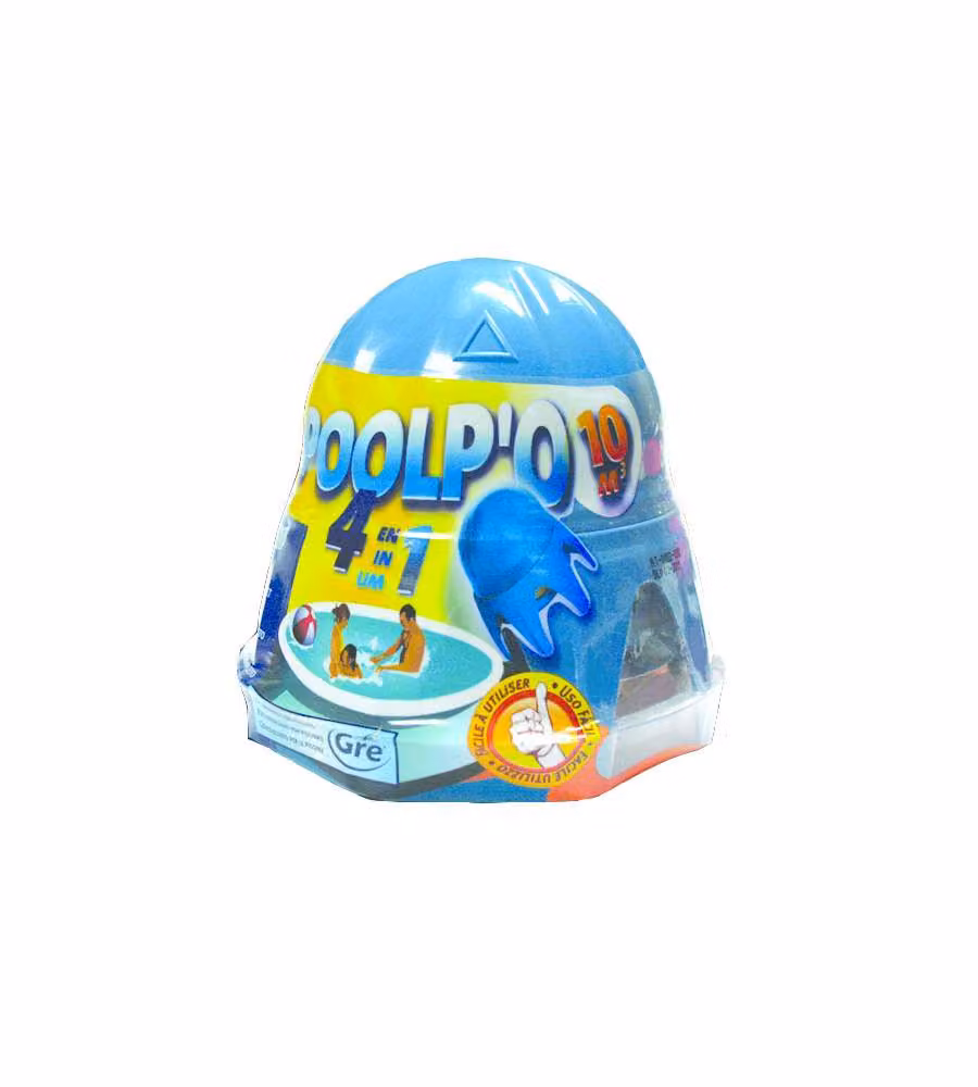Gre Trattamento Piscina 4 in 1 Poolp'o 250 g Disinfettante Antialghe Flocculante 10 mq