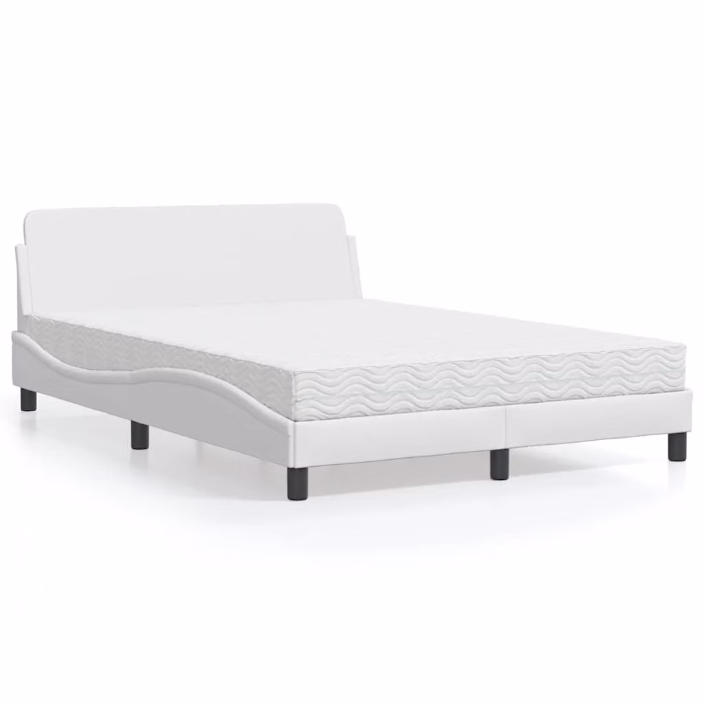 Letto con Materasso Dover vidaXL Bianco in Similpelle L/P: 140 x 190 cm