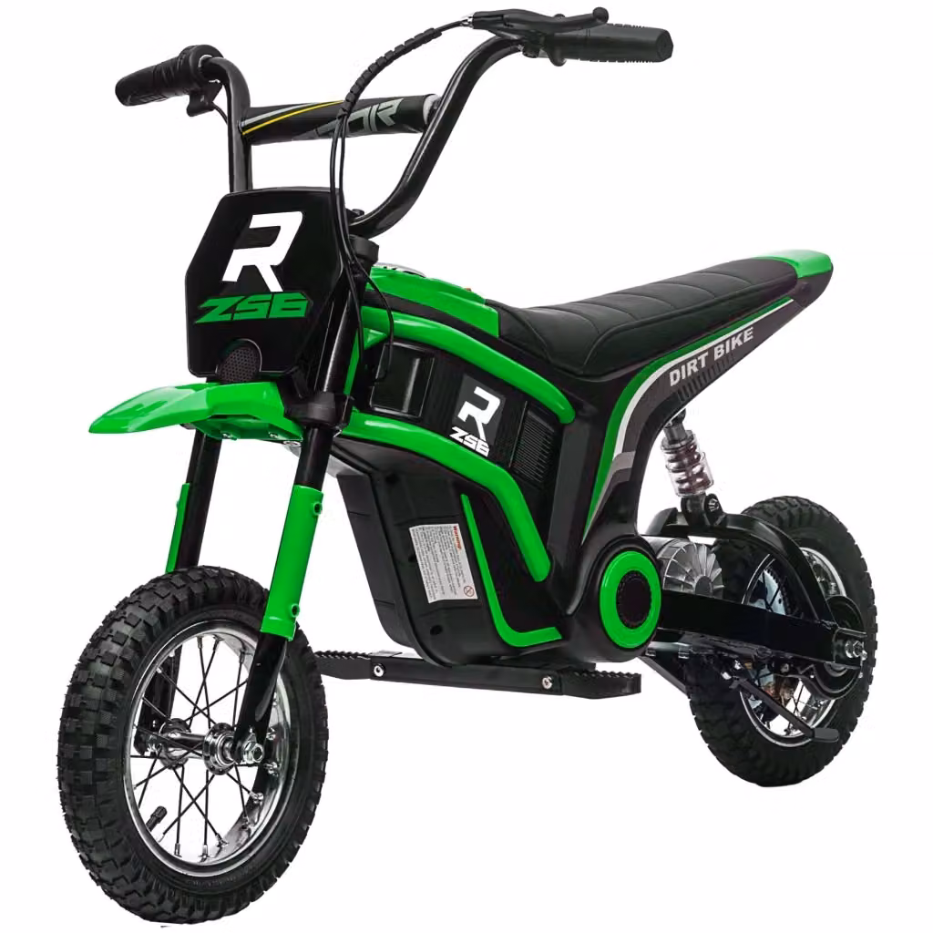 Moto Elettrica per Bambini Verde con Acceleratore Manuale, 2 Velocità 8-16 km/h, Età 8-12 Anni – 2