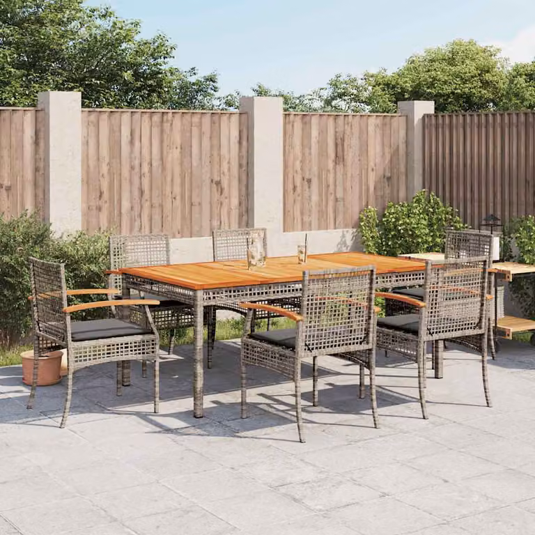 vidaXL Set da Pranzo da Giardino 7 pz in Polyrattan e Legno di Acacia Grigio