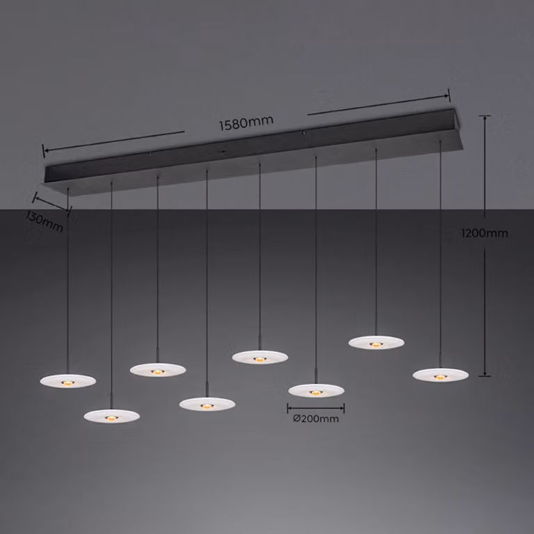 Trio Lighting Lampada a sospensione Sirena, dimmerabile, Bianco / Opale, Soggiorno / Sala da pranzo, Metallo, Lampada a sospensione