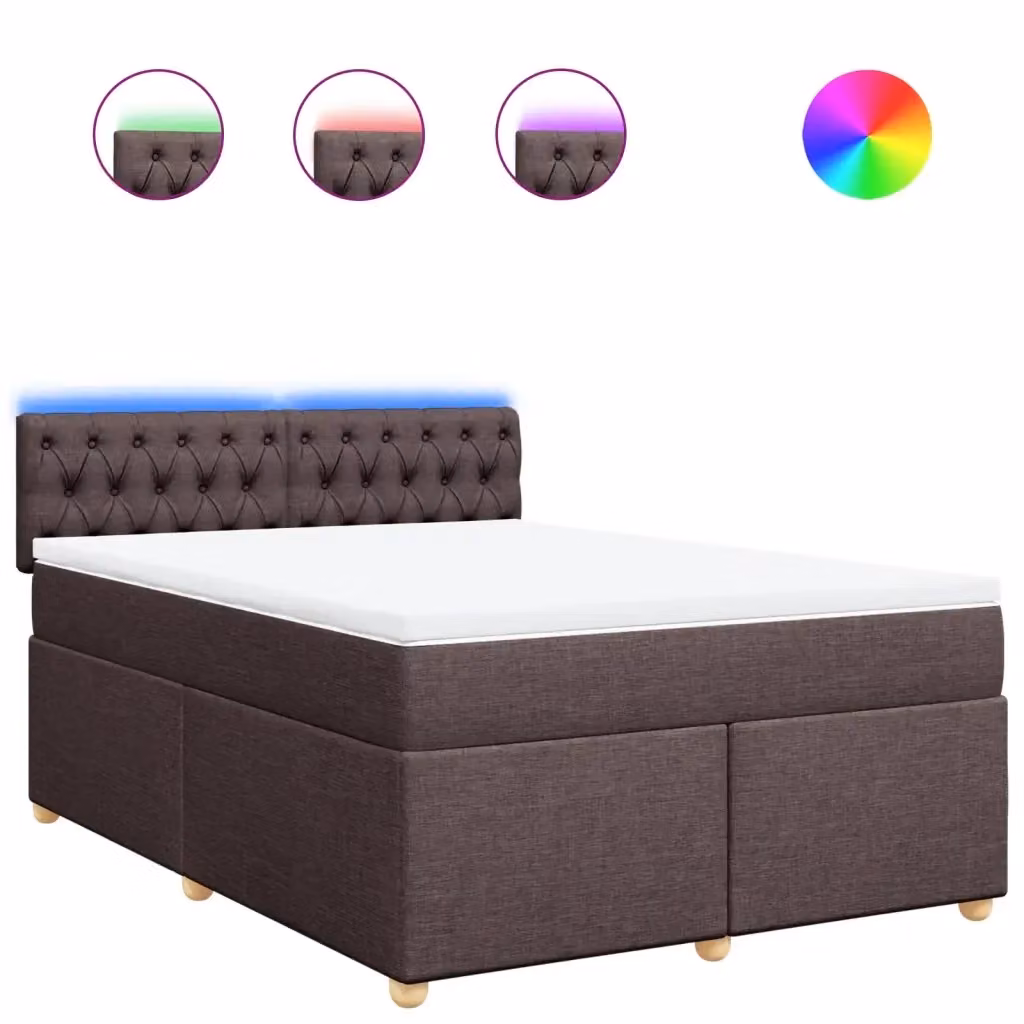 vidaXL Letto Ibrido con Materasso e Giroletto a Molle in Tessuto Marrone e Bianco L/P: 160 x 200 cm – 2