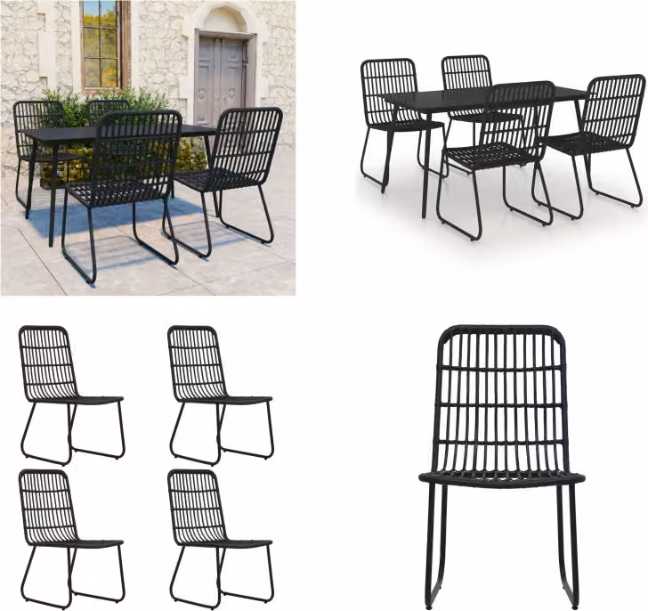 vidaXL set da pranzo da giardino 5 pezzi in rattan e vetro - Set da pranzo da giardino - Set da pranzo da giardino - Set da pranzo - Set da pranzo