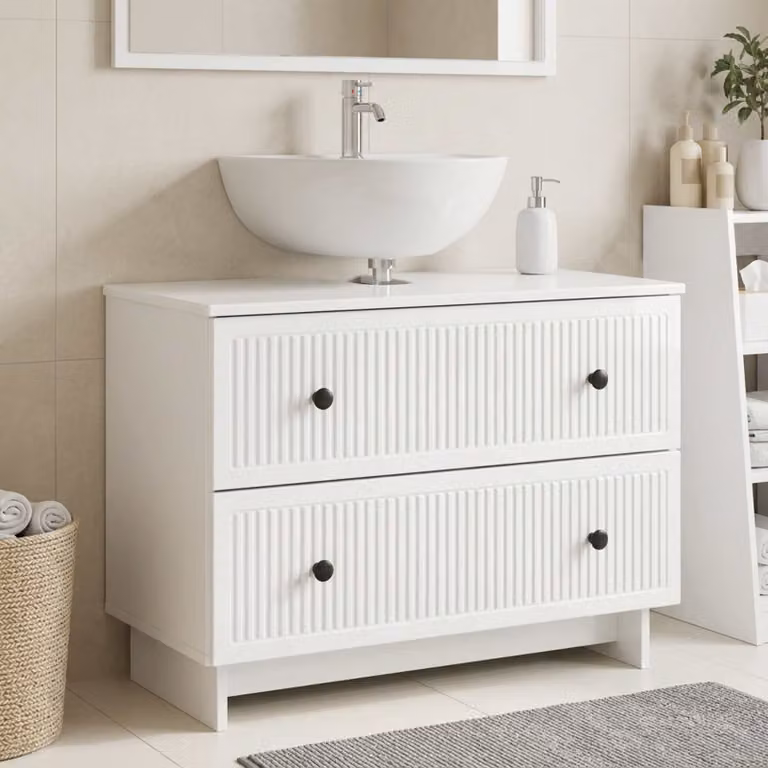 Armadio per lavabo da bagno vidaXL EDE bianco lucido L: 82 cm, P: 41 cm, H: 59 cm