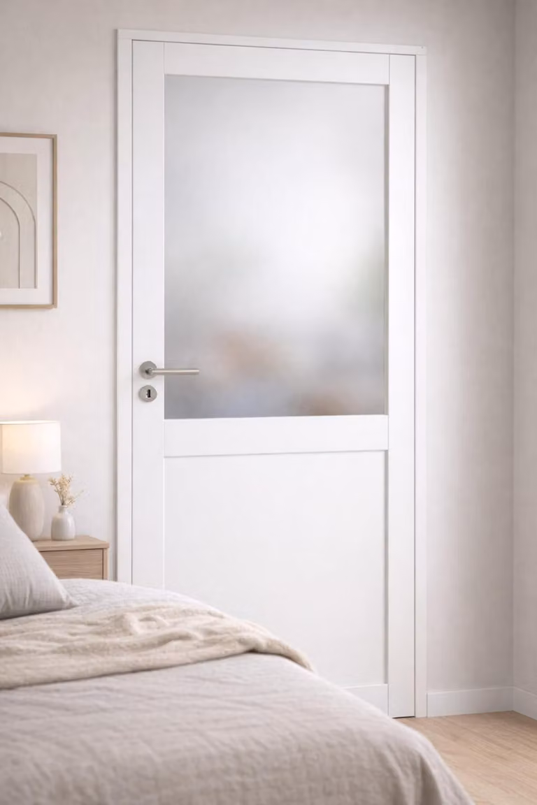 Bloc Porta Athena Bianco H204 x L73 cm, lato tavolo P.destra, maniglia Pomerol GD MENUISERIES